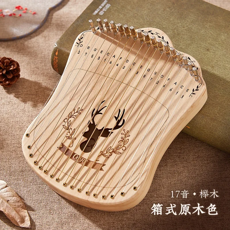 Cega Portable Lyre Harp 17 Strings Beech Wood Fingerplay Lyre Piano with Bag and Spare String Beginner Stringed Instruments Gift