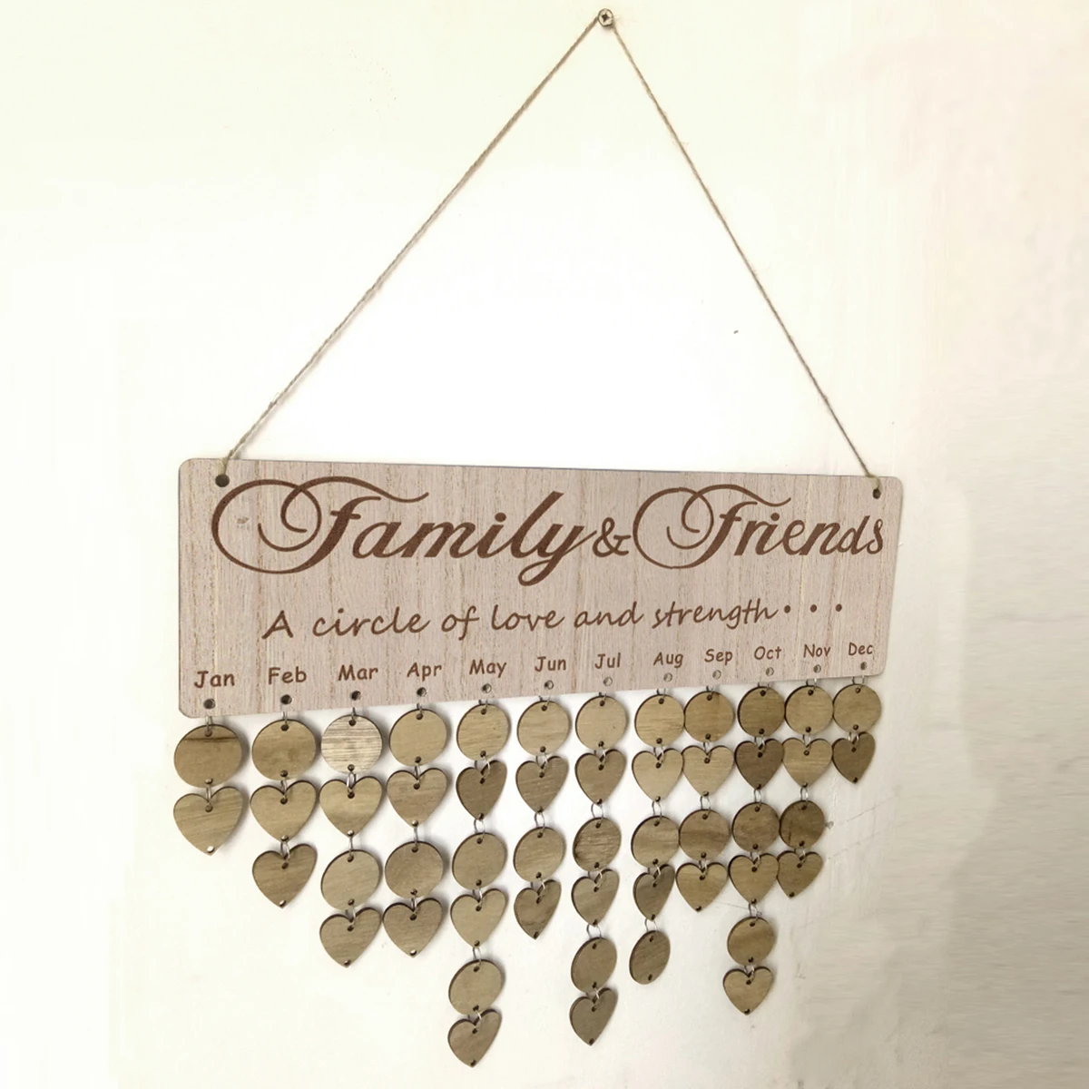 

Wood Grain Calendar Sign Plaque Tags Birthday Reminder Family Anniversary Wall Hanging Valentine's Board