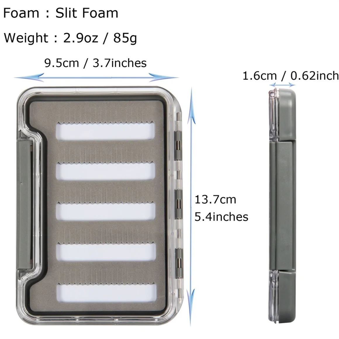 Fly Fishing Box 2PCS Super Slim Transparent Design Magnetic Pad Compartments Tackle Slit Foam Boxes 5.4X3.7X0.62inch