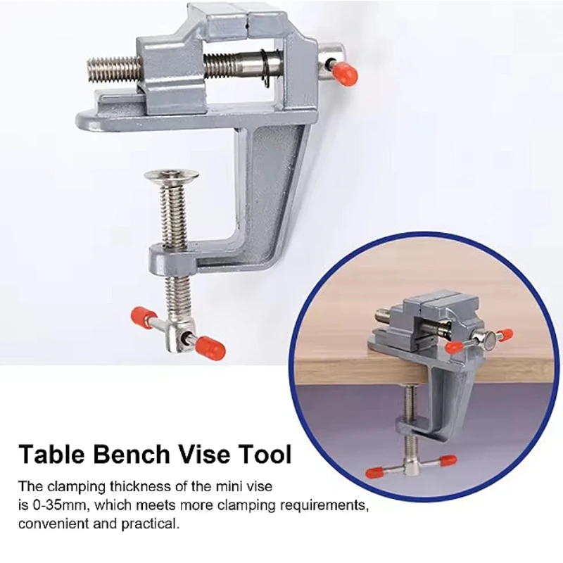 Clamp On Vise Table Bench Tool Small Bench Vise Clamp On Metal Mini Table Vise Tool for Woodworking 35mm Clamping Thickness