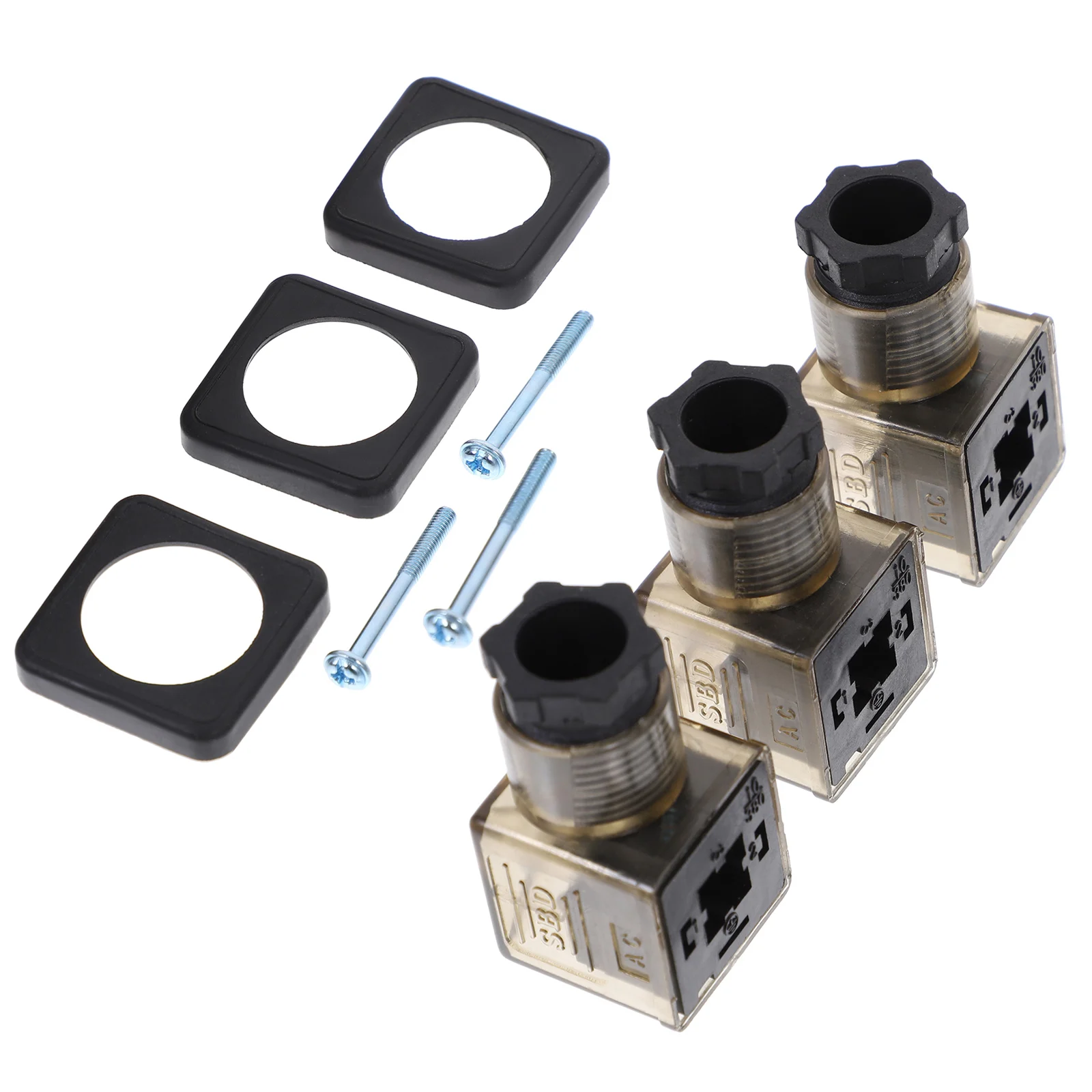 

3Pcs Brown Coil Plug Connector with LED Indicator 3 Prong Solenoid Junction Box Din 43650 Valve Accessory Din 43650 Connector