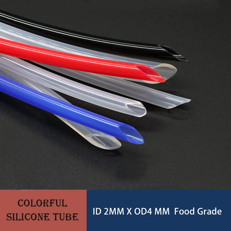 5/10/20/50/100M Food Grade Silicone Rubber Hose ID 2mm x 4mm OD Flexible Rubber Nontoxic Silicone Tube Pump Pipe Plumbing Hoses