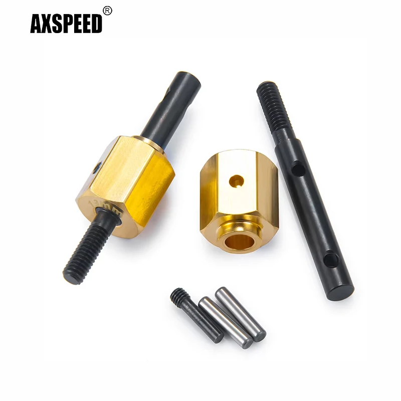 AXSPEED Extended 10mm/13mm Wheel Hub Adapter With Portal Axle Drive Gear Shaft for 1/10 RC Car Axial SCX10 III AXI03007 Wrangler