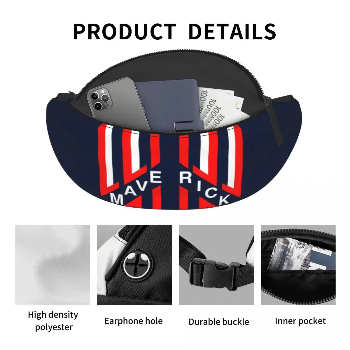 Top Gun Maverick Fanny Pack Vrouwen Mannen Custom Topgun Crossbody Heuptas Voor Reizen Wandelen Telefoon Geld Etui