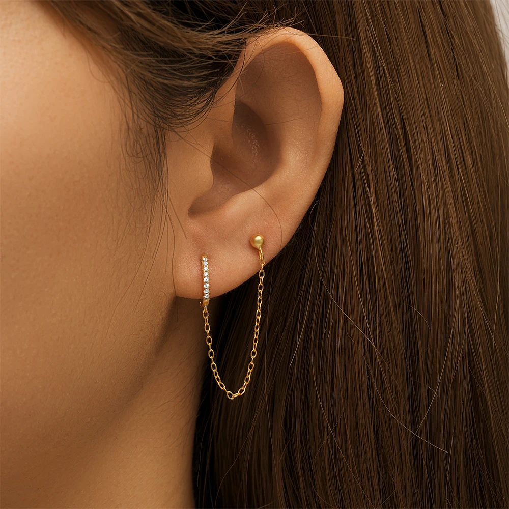CANNER 925 Sterling Silver Chain Tassel Zircon Drop Earrings For Women 18K Gold Ins Simple Star Moon Earrings Fine Jewelry Gift — zdjęcie 4