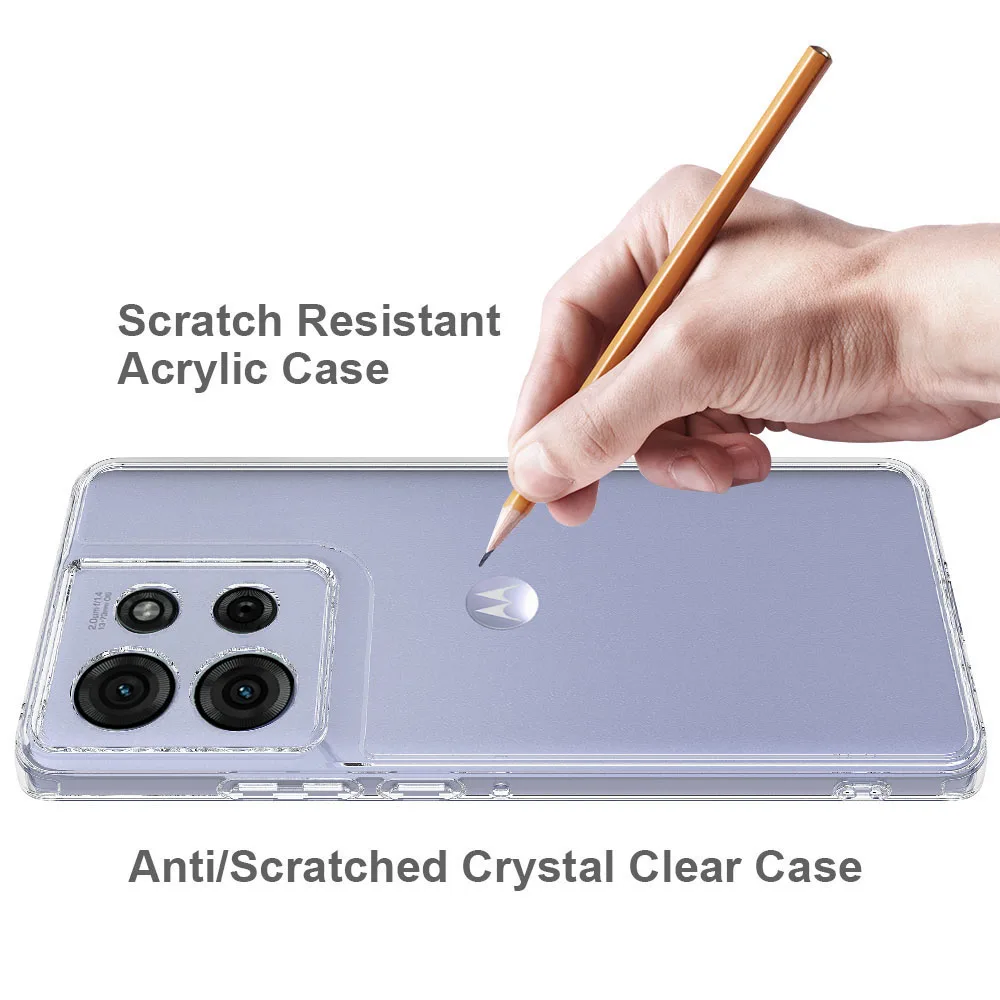 Shockproof Acrylic Clear Hard Case For Motorola Moto G75 G55 G35 G85, Slim Non-Yellowing Crystal Transparent TPU PC Phone Cover