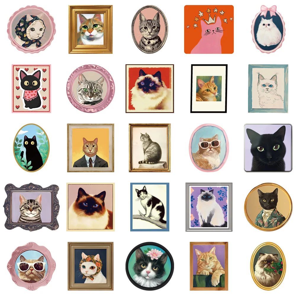 50PCS Cute Cat Decoration Fun Graffiti Stickers DIY Phone Case Notebook Scrapbook Phone Stickers
