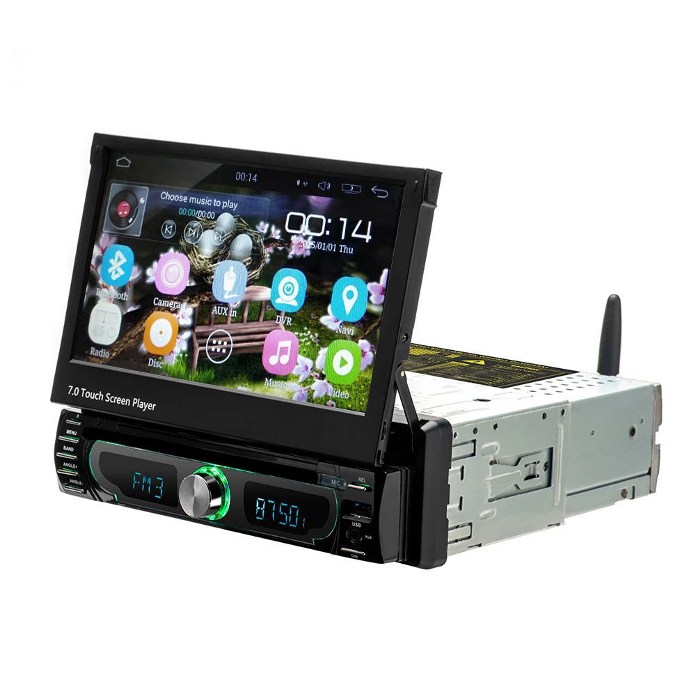 Car Mp5 stereo 1din with Reverse Camera Usb wireless Retractable Touch Screen Car Radio MP4 MP5 player Android CD Player