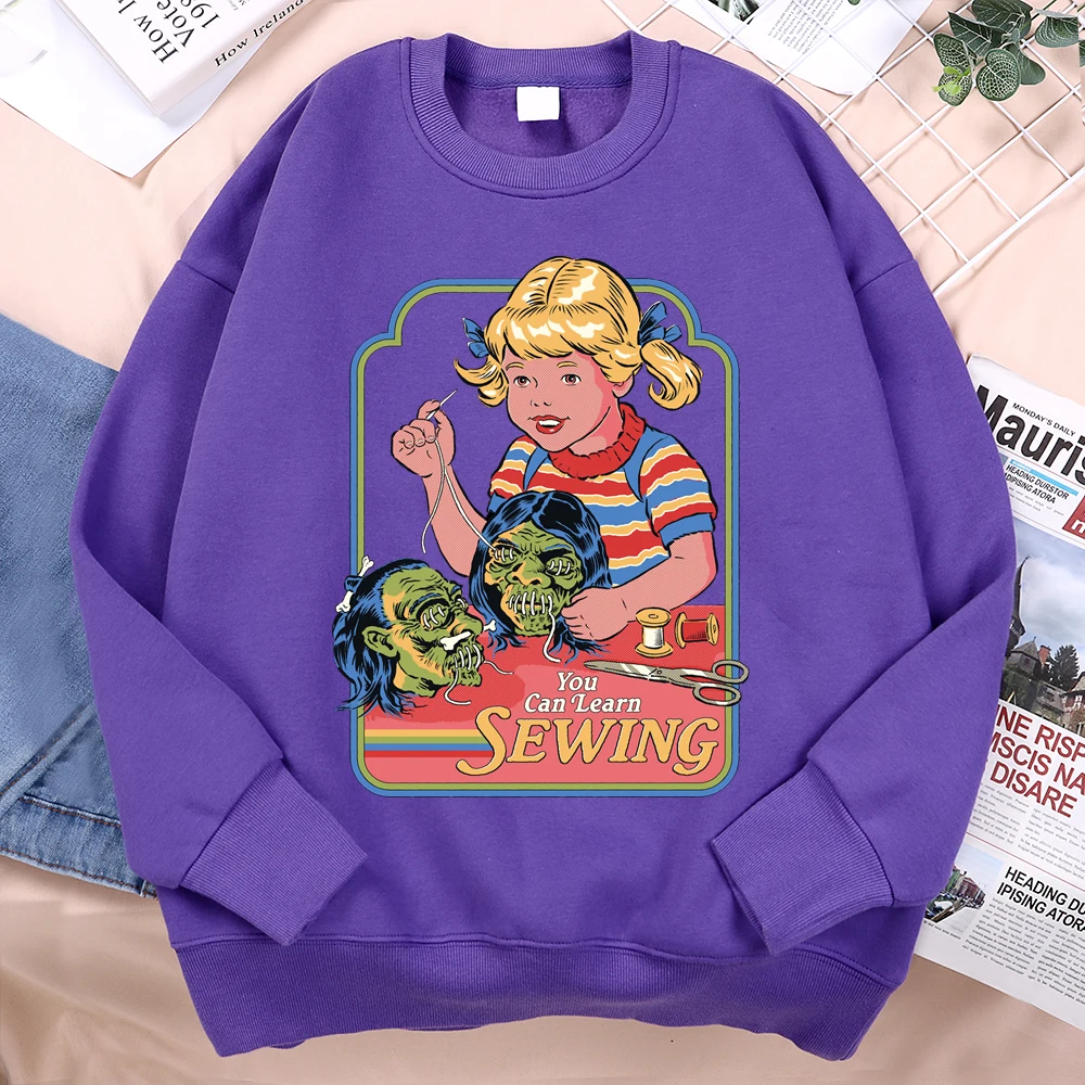 You Can Learn Sewing Comics Print Hoody Men Women Loose Casual Hoodie Personality Loose Sweatshirt Crewneck Pullover Hoodies