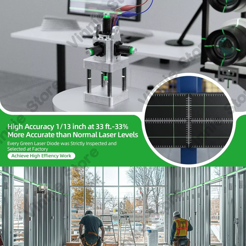 ZK04CG-L 4D 16 Lines Laser Level ±2mm High Accuracy Green Beam Self-leveling Cross Line Laser with 8000mAh Li-ion Battery