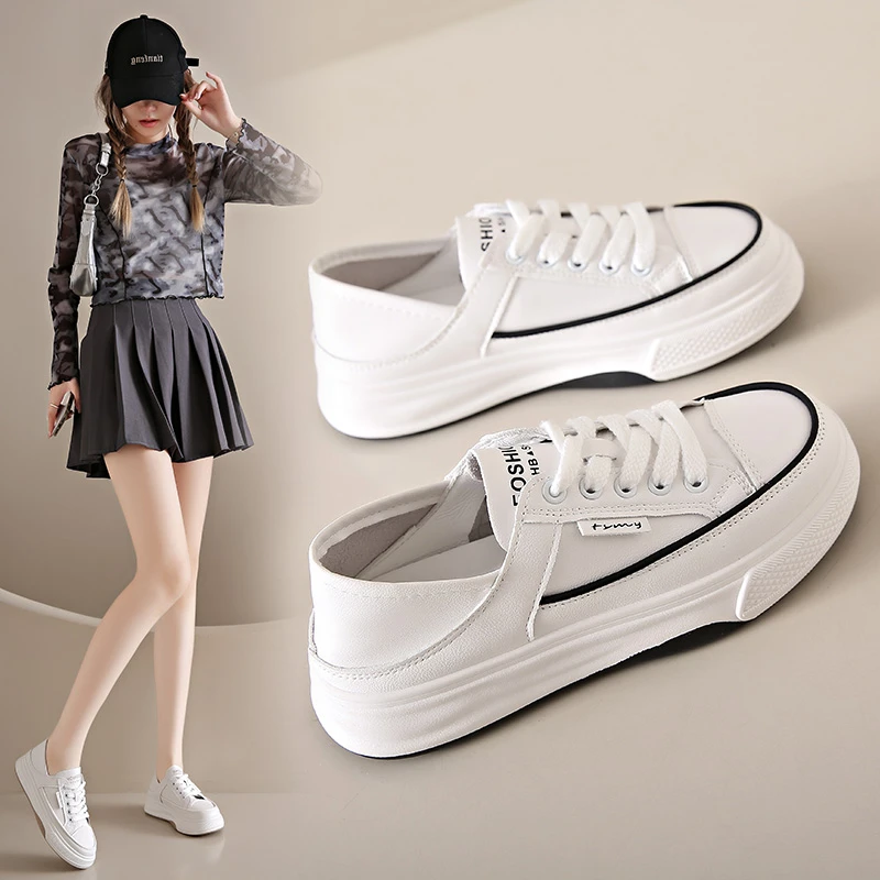 

2025 Summer Women Sneakers Platform Shoes Leather Casual Sport Shoes Ladies Outdoor Running Vulcanized Shoes Zapatillas Mujer