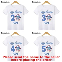 Disney Lilo & Stitch Happy Birthday Kids T-shirt Girls Clothes 1 2 3 4 5 6 7 8 9 Years Boys Funny T Shirt Children's clothing