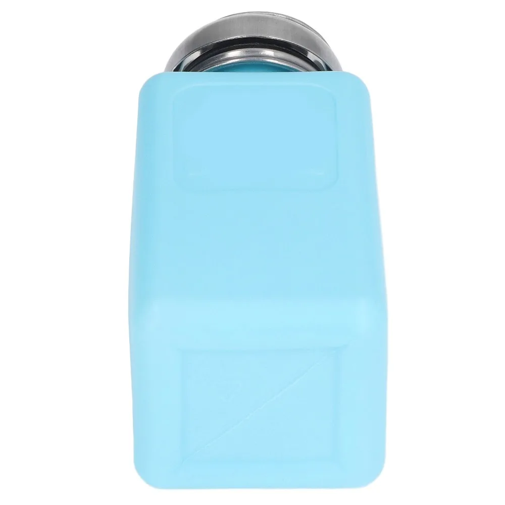 2 pcs 200ml Push Down Alcohol Dispenser White / Blue Press Type Cover ESD Anti Static Bottle Anti-Reflux Pump