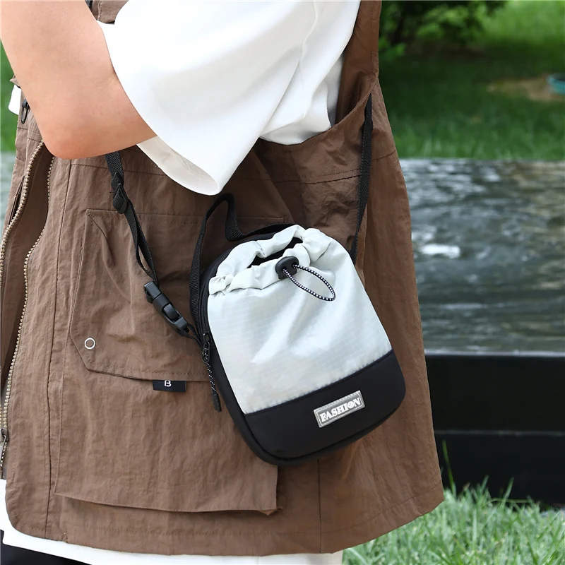 Waterproof Nylon Crossbody Sling Bag - Outdoor Travel Pouch with Dedicated Water Bottle Pocket