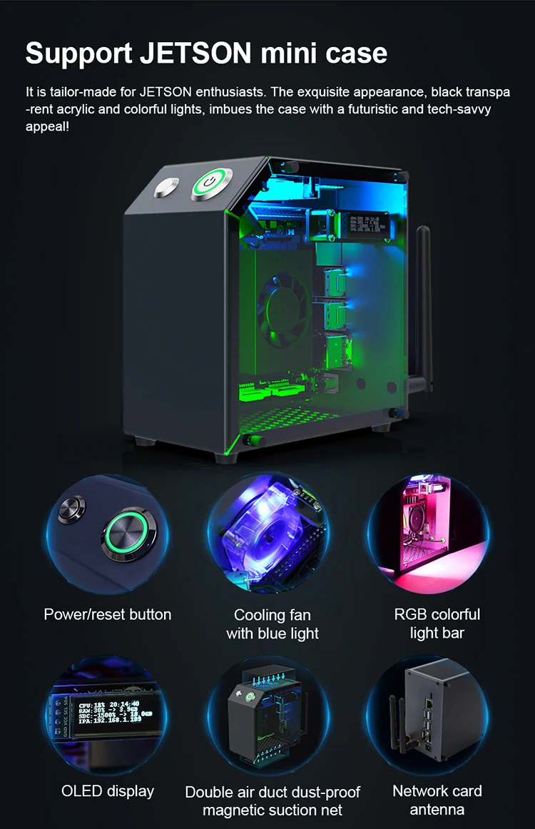 Jetson Orin NX Developer Kit Super Version mit offiziellem Core-Modul 8G/16G RAM Kostenlose 256 GB SSD bis 117/157 TOPS Computing Power – Detail 24