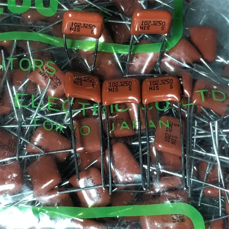 

Brand new original 102J 1000PF 250V 0.001UF audio film electrodeless capacitor 10*7*2.5MM P=7.5MM