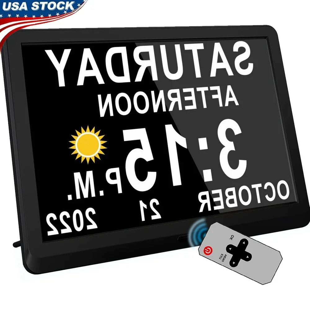 

Extra Large Digital Clock 11.5 Inch 19 Alarms Auto DST Dimming Memory Function Wall Table Calendar Seniors