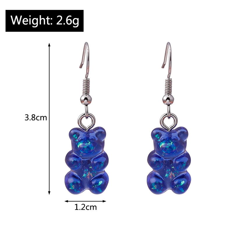 Cute Sequin Gummy Bear Dangle Earrings Cartoon Animal Drop Earrngs for Women Girls Party Holiday Jewelry Gifts
