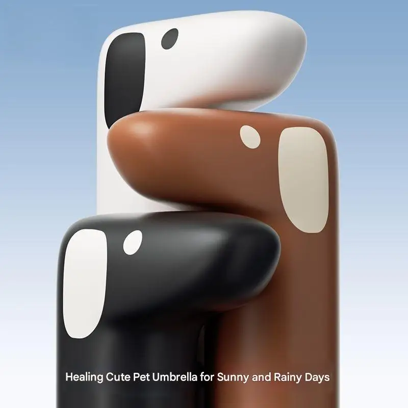 

Креативный зонтик от солнца с ручкой для собаки, женский зонтик с высоким внешним видом, черный клей, защита от солнца, портативный сверхлегкий зонт