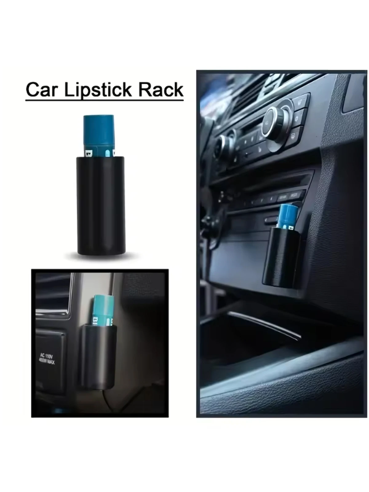 1Pc Car Lipstick Holder Fit,Space-Saving Vent Side Organizer for Lipsticks,Sleek Black Design,Sturdy Constructiontravel Essential