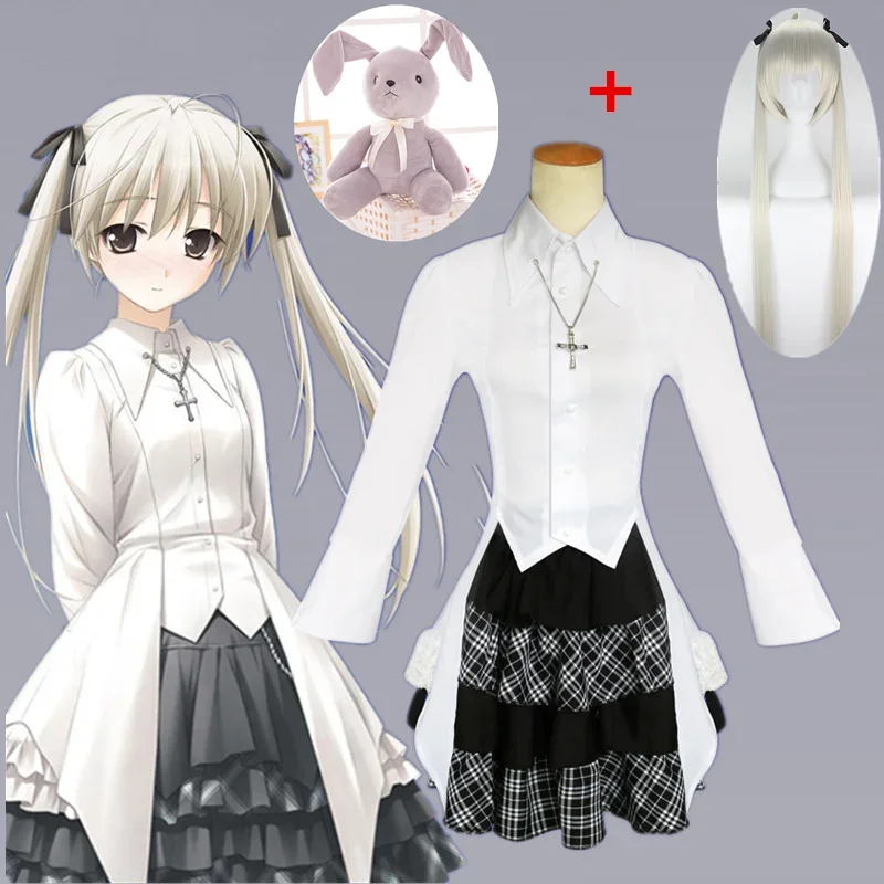 Anime Yosuga no Sora Traje Cosplay para Mulheres, Kasugano Sora, Festa de Halloween, Top Lolly Doce Japonês, Saia Xadrez