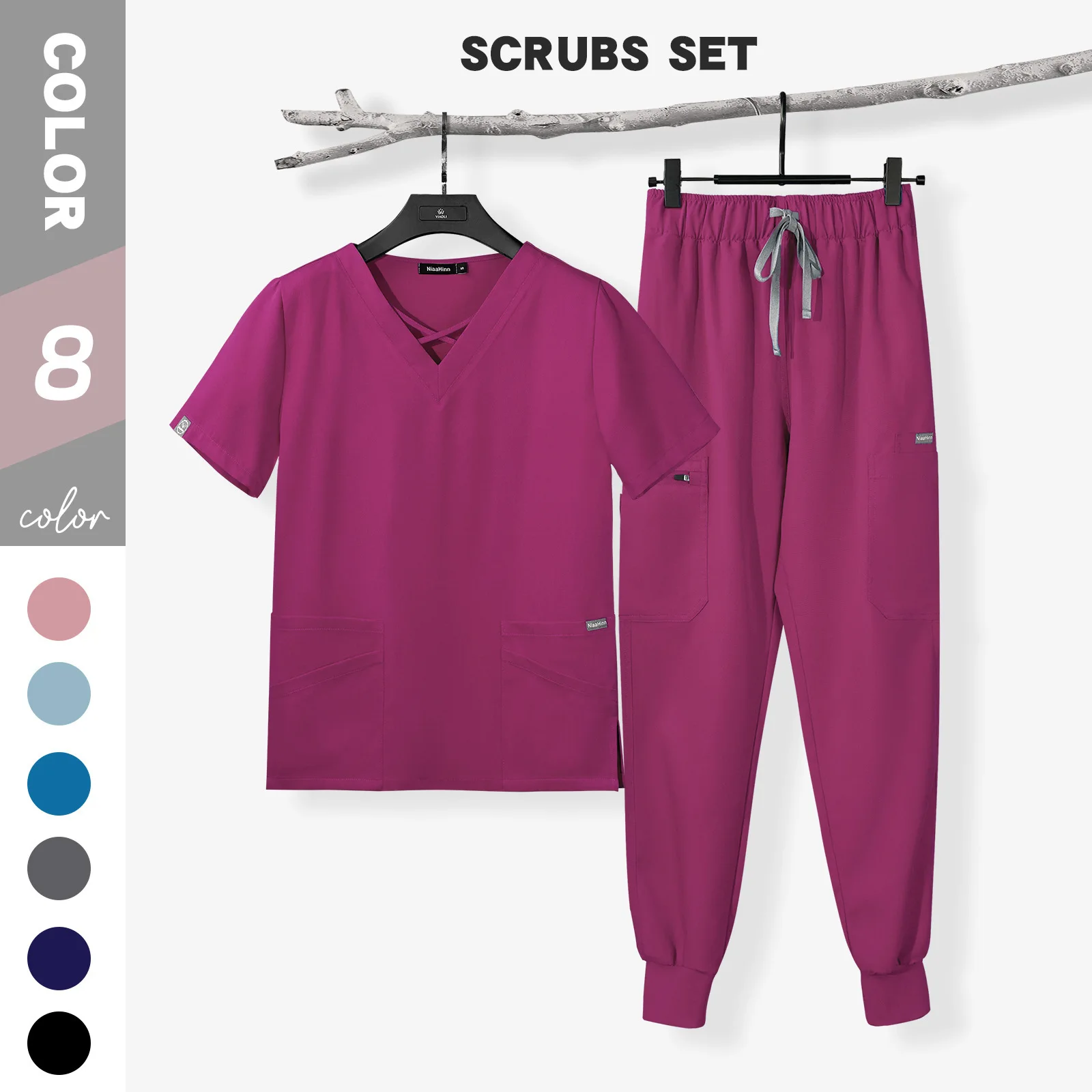 Wash Separates Set Männer und Frauen Kurzarm Pinsel Hände Kleidung Schönheit Haustier Oral Arzt Krankenschwester bestickt