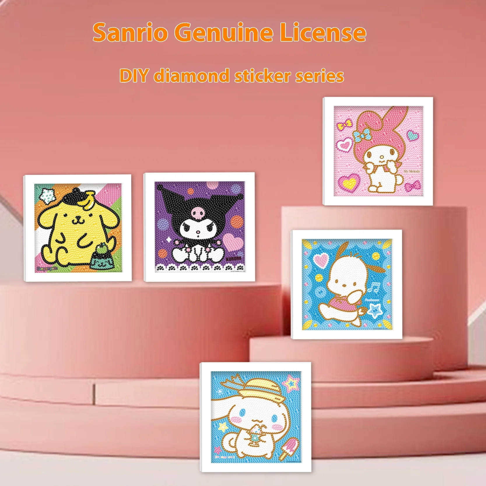 Sanrio Kids Toys Diamond Painting Family Game Kids Female Diamond Painting DIY Handmade Creative Kuromi Travel Games for Kids