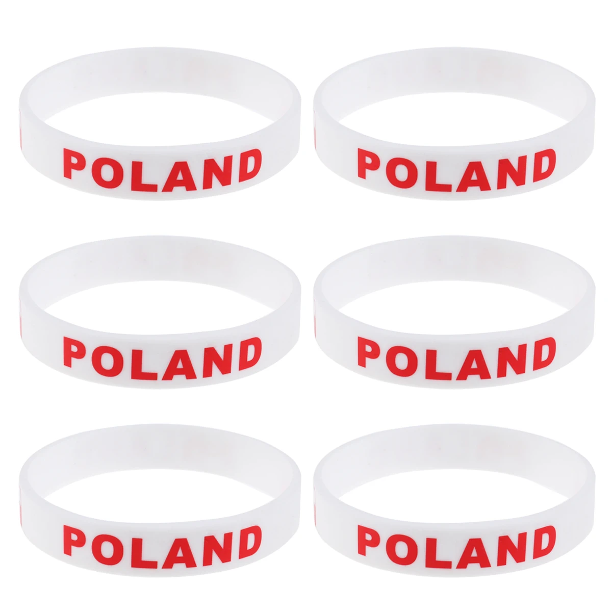 Bracelet de pays en Silicone de haute qualité, 6 pièces, Support symbolique, pour les amateurs de jeux de ballon de football, taille unique, pologne