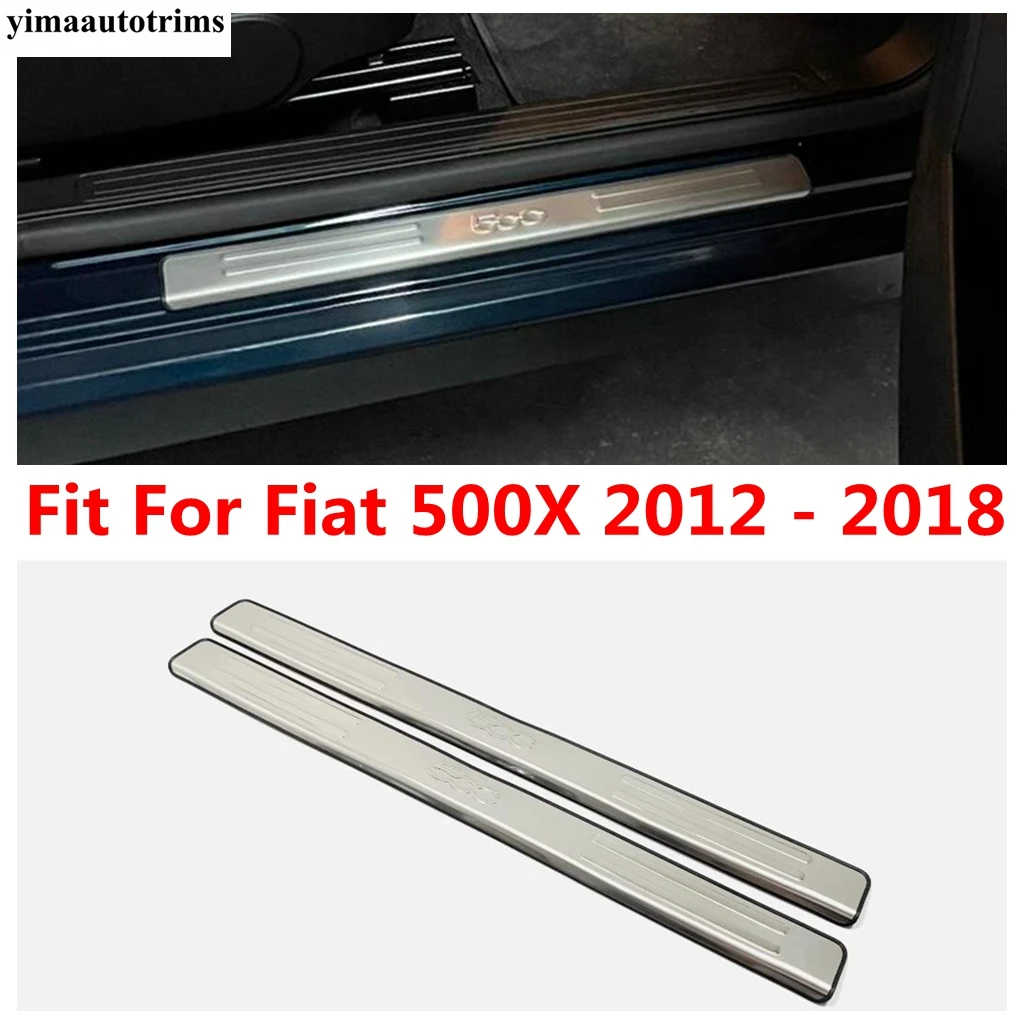 

Stainless Steel Door Sill Pedal Scuff Plate Threshold Protector Cover Trim For Fiat 500X 2012 - 2018 Car Accessories Exterior