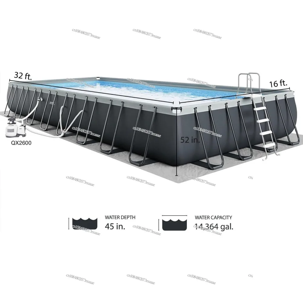 Rectangular Saltwater Pool System, Transform Your Backyard Into A Summer Oasis, 32 \