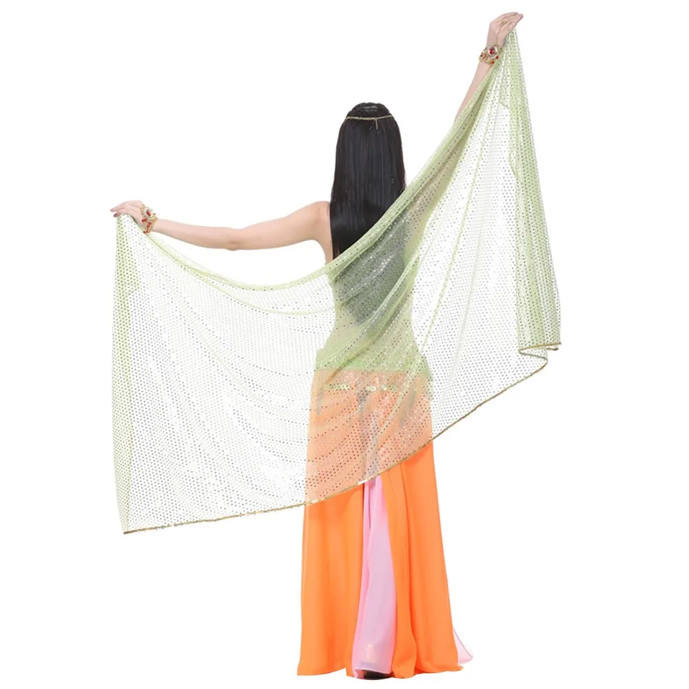 

Fashion Sequins Belly Dance Veils Chiffon Light Dancing Scarf Long Solid Color Latin Belly Dance Shawls Show Costumes