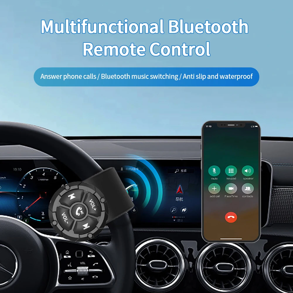 Wireless Bluetooth-compatible5.3 media Button Remote Controller Motorcycle Helmet Earphone Car Steering Wheel MP3 Music Play