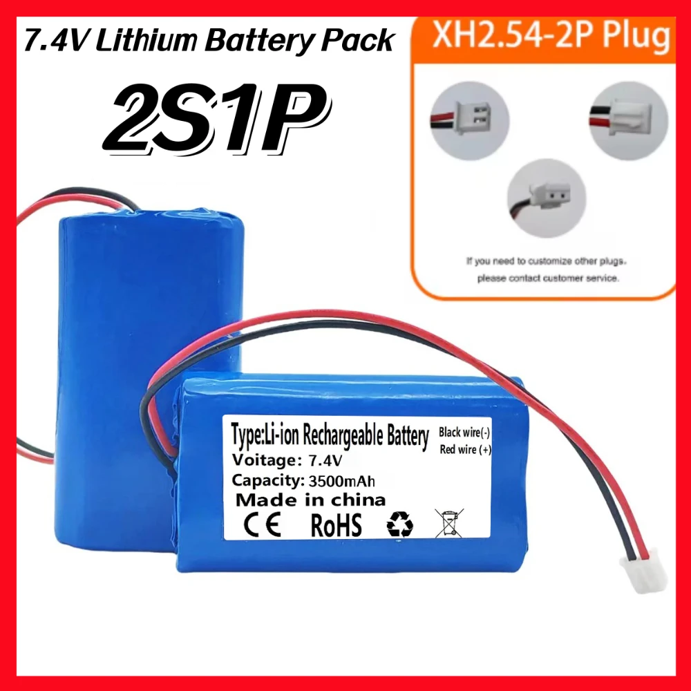 

New 7.4V Rechargeable Battery Pack 2S1P (2600/3000/3500mAh) 18650 Lithium-ion Toy Beauty Instrument Speaker XH2.54 Plug