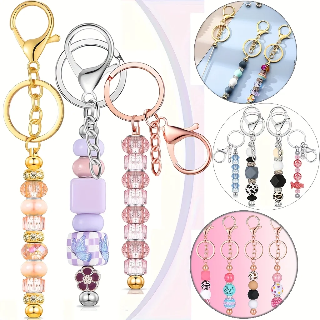 Blend Color Blank Beadable Key Rods for DIY Keychain Making