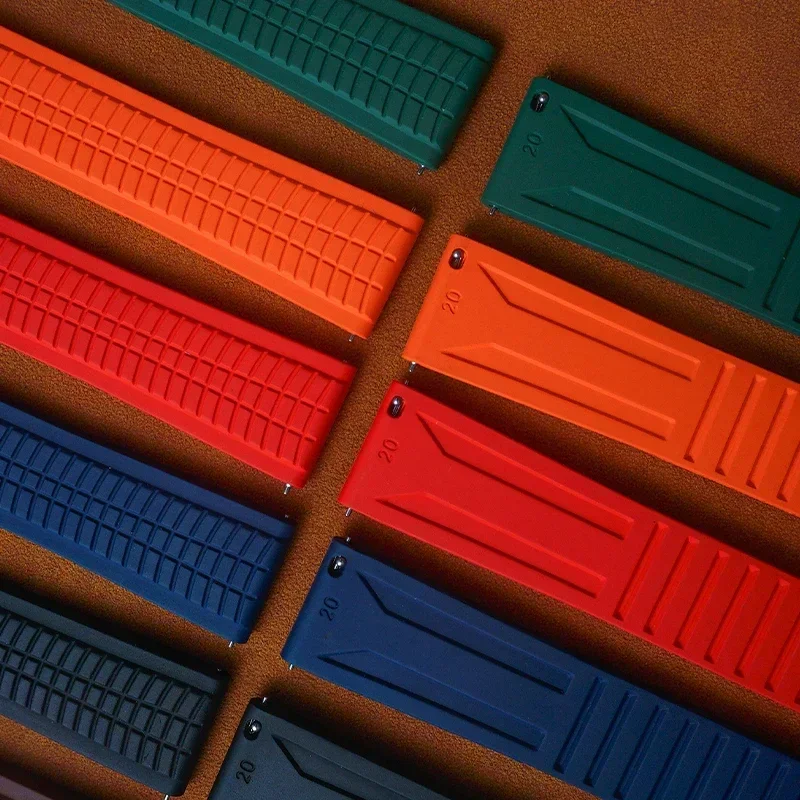 Pulseira de relógio de borracha para piso cansado, 20mm 22mm 24mm cts, borracha fluorada, liberação rápida, fecho de mola, pulseira de pulso, faixa de relógio fkm