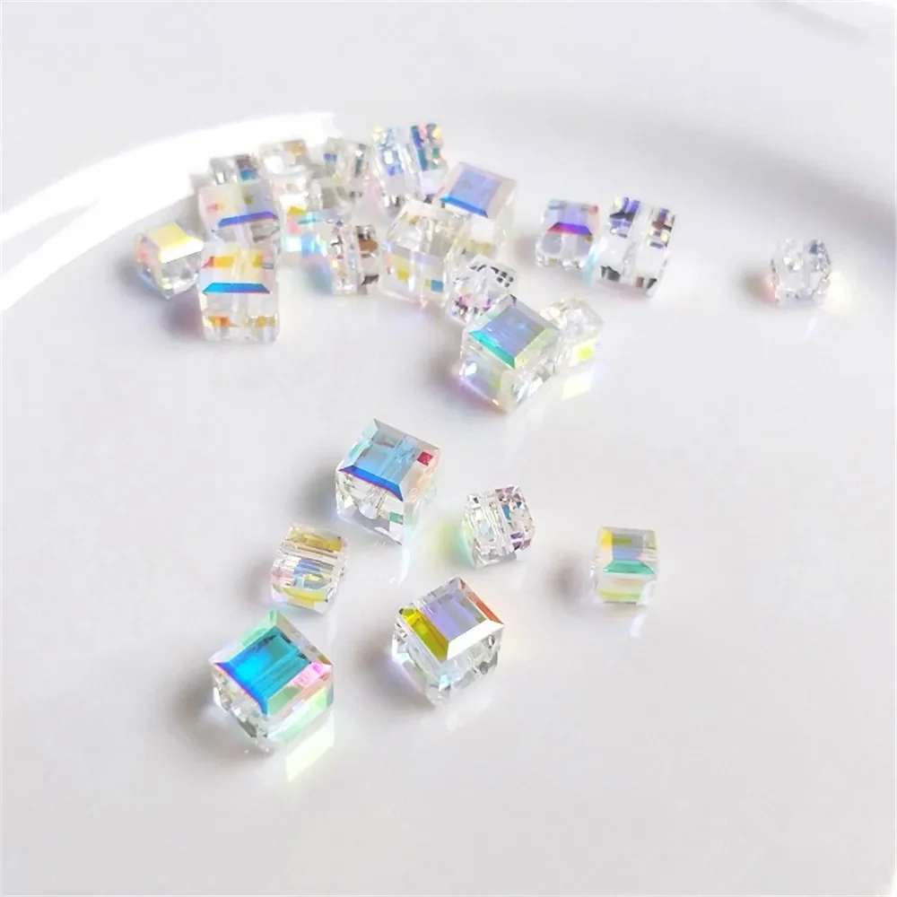 Austrian crystal beads aurora sugar cube elements DIY earrings Magic color clavicle necklace jewelry accessories