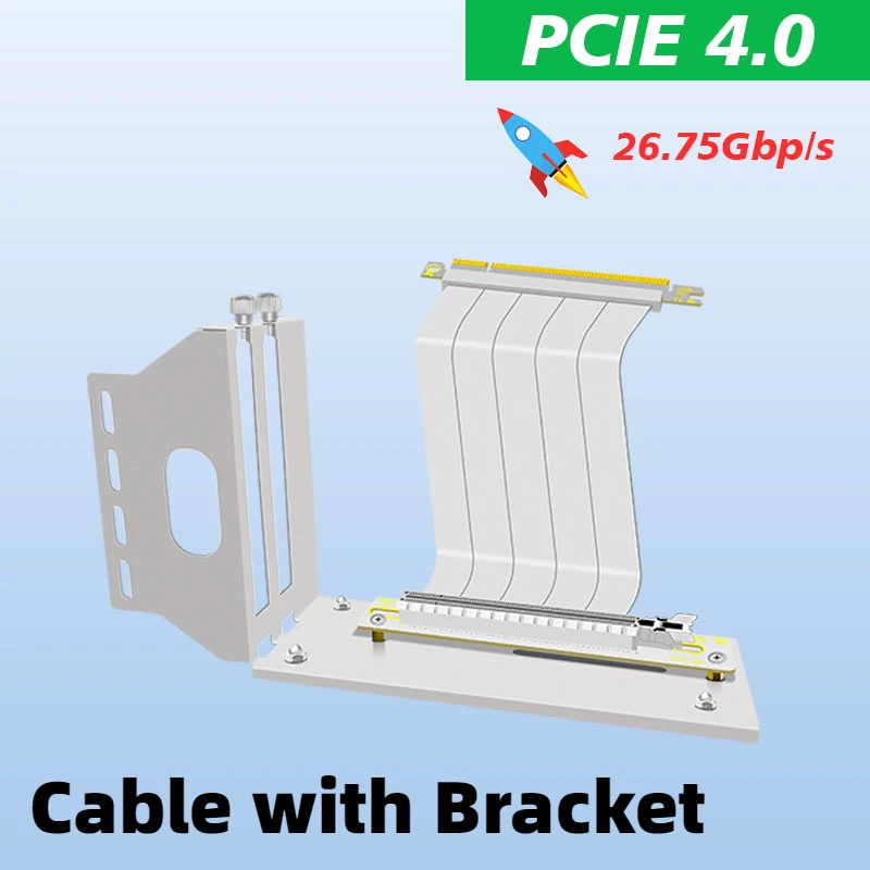 

New Universal Riser White PCI-E Graphics Card Vertical Bracket GPU Holder GEN4 PCI Express 4.0 16X Riser Extension Cable 10~60CM
