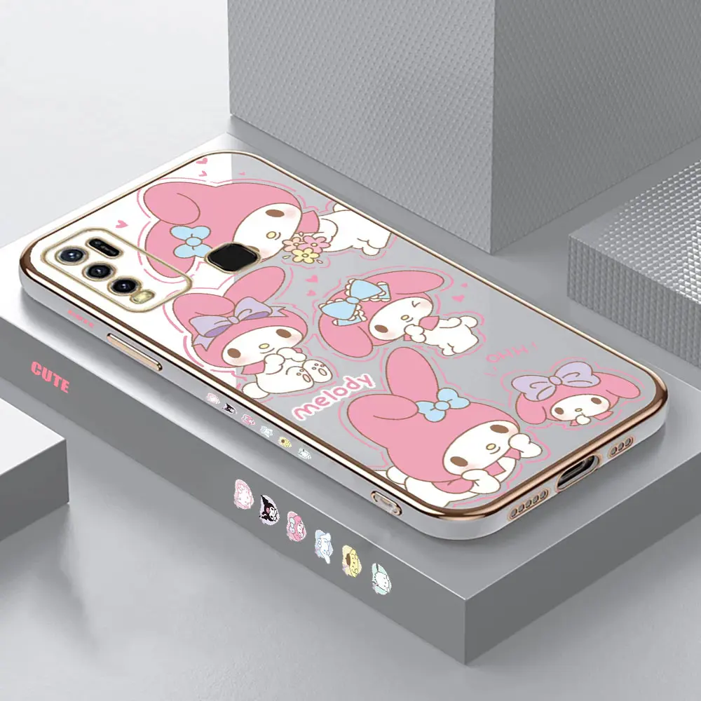 

Cartoon Cute My Melody Plating Case For Motorola Moto G60 G53 G52 G50 G40 G30 G22 G10 G9 G8 E20 E7 E7I E6S Power Plus Play Cover