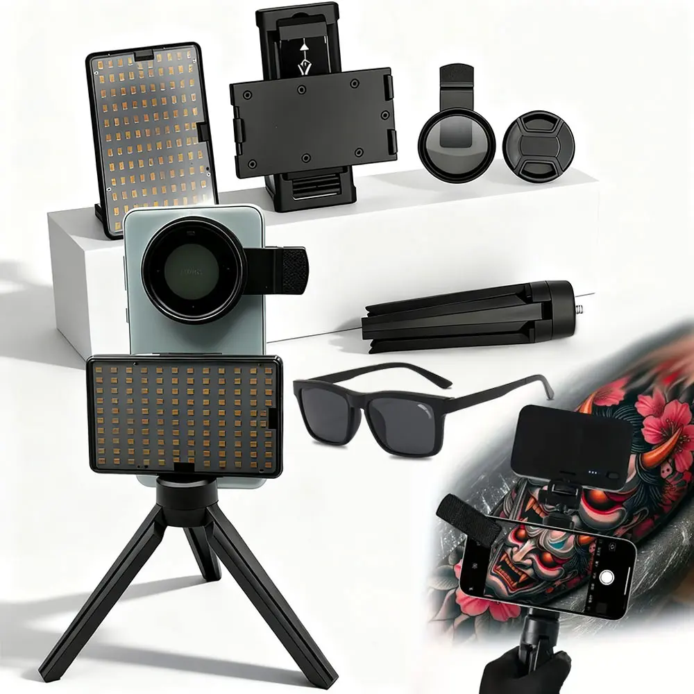 ضوء ملء الوشم الاحترافي مع نظارات الحماية يقلل من الضوء العاكس لمرشح الاستقطاب الدائري لعدسة الهاتف المحمول