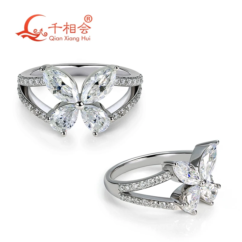 

12.2*14mm flower butterfly shape Sterling 925 Silver ring Moissanite hip hop Ring women Diamonds Male fine Jewelry gift dating