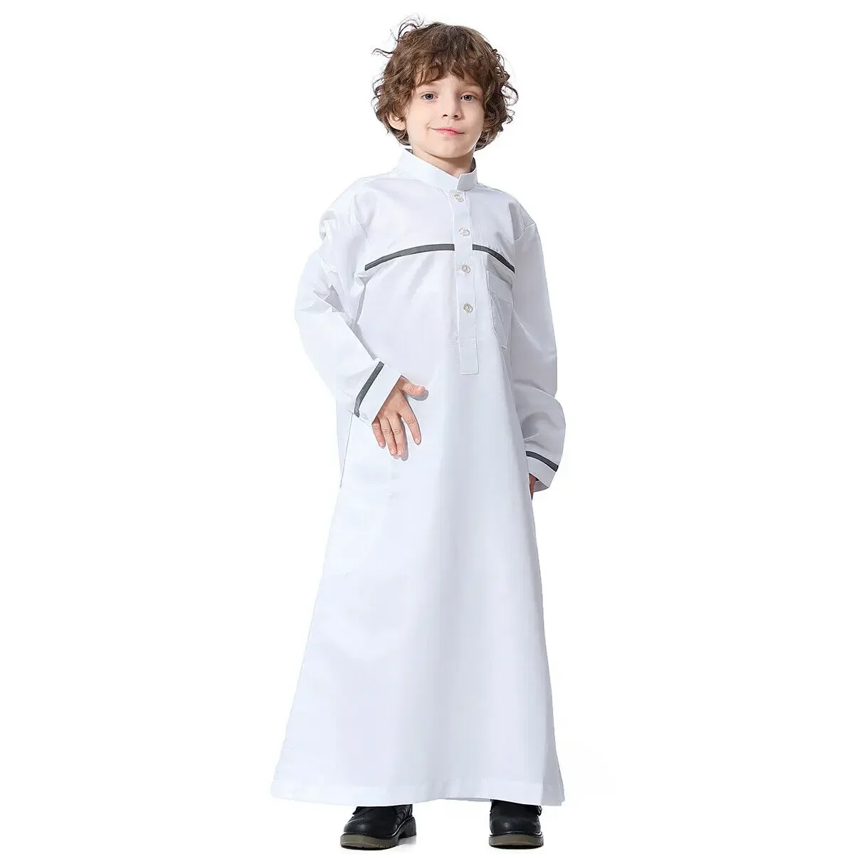 Muslim Arab Boys Robe Thobe Jubba Abaya Islamic Clothing Muslim Arab Long Sleeve Dress Kids School Middle East Teenager Clothes