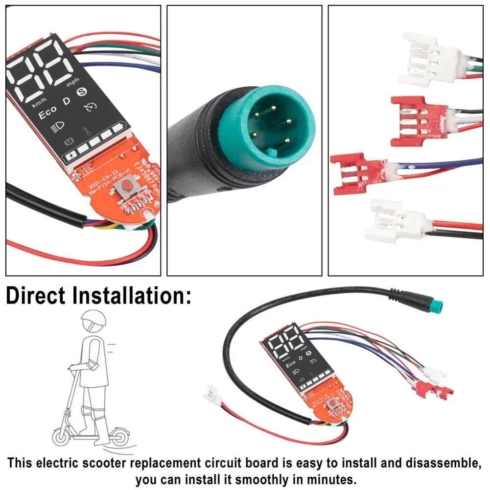 Long Term Use Scooter Meter Replacement Meter Line Length 24.9cm Electric Scooter Display Aluminum Material Compact Size