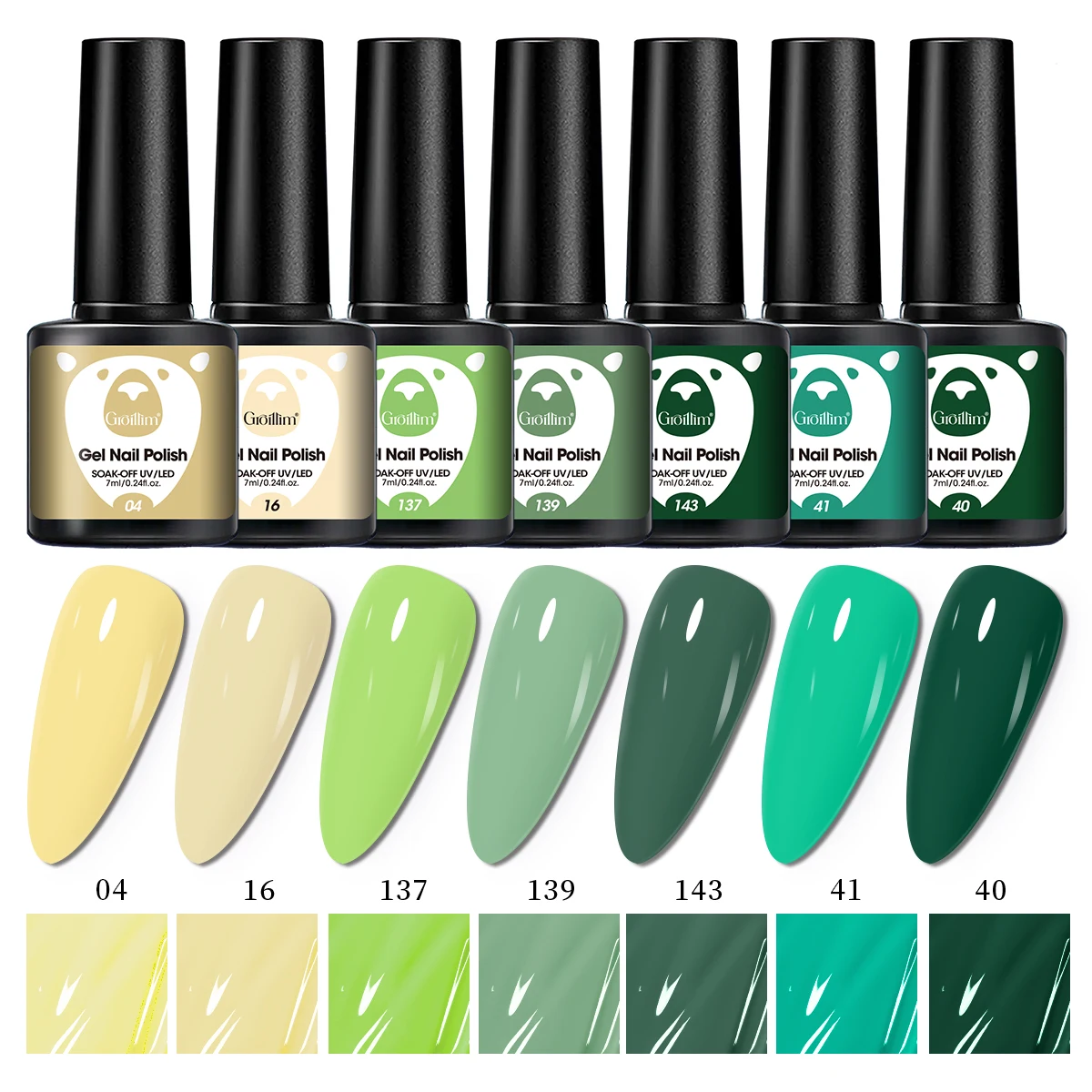 ชุดยาทาเล็บเจล 7 ชิ้น Groillim, สำหรับตกแต่งงานปาร์ตี้และงานแต่งงานหลากสีสัน, เบสโค้ทเจลแบบลอกออกได้สำหรับงานศิลปะบนเล็บ, ของขวัญสำหรับผู้หญิง