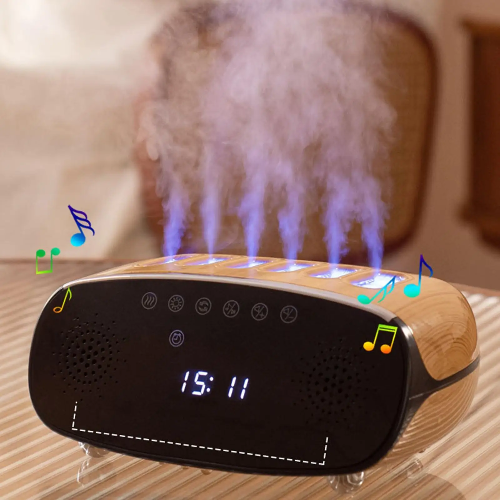 Air Humidifier Mist Makers ฟังก์ชั่นนาฬิกา 500 มล. พร้อมไฟกลางคืนสีสันสดใสสําหรับ