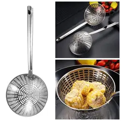 Stainless Steel Colander Long Handle Oil Frying Kitchen Fried Food Net Sieve Tool Spoon Leaky Spoon Household Cooking Tool