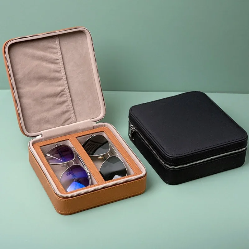 

Portable Leather Glasses Storage Box Sunglasses Multi-grid Pressure Storage and Finishing Display Box