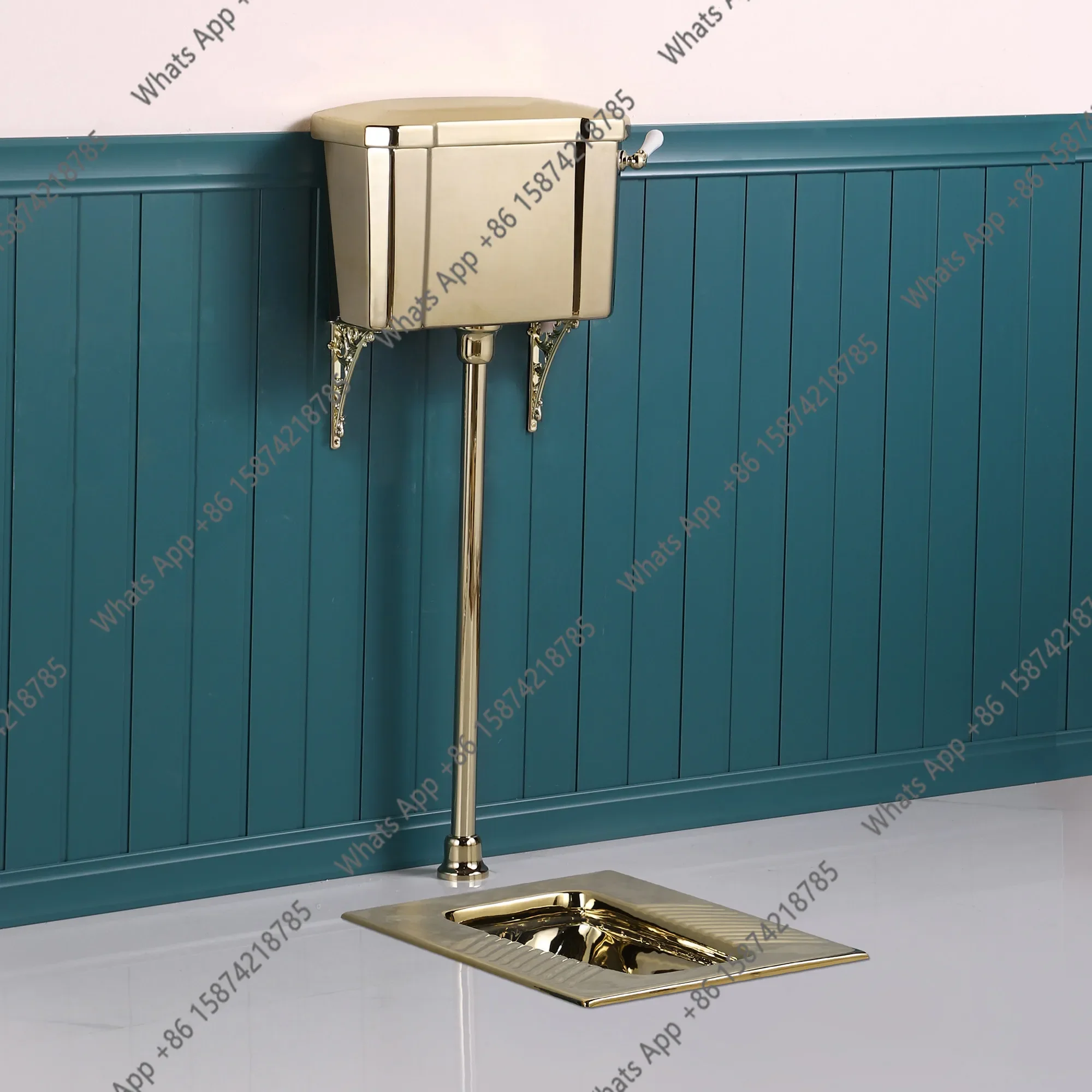 Xx Gold Ceramic Water Tank, Large Impact Squatting, Industrial Wind Metal Induction Electroplating, Gold Squatting Water Tank Ba