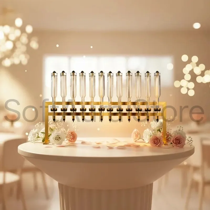 375ml/500ml/750ml Golden Tabletop Bar Equipment 12‑Vial Perfume Filling Dispenser for Cosmetic Spaces