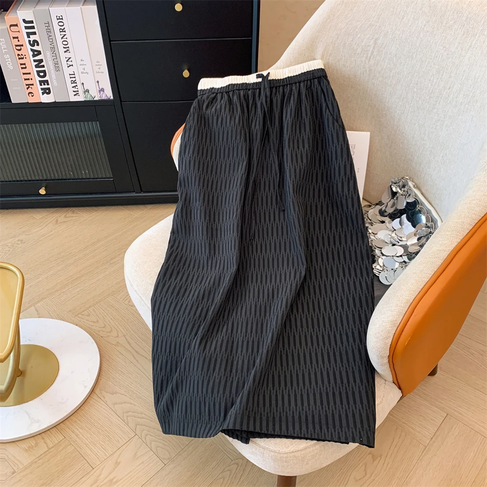 

Ele Bla High Waist Flattering Embroidered Skirt Women's Spring Autumn Casual Bloomer Hip Concealing A-Line Skirt