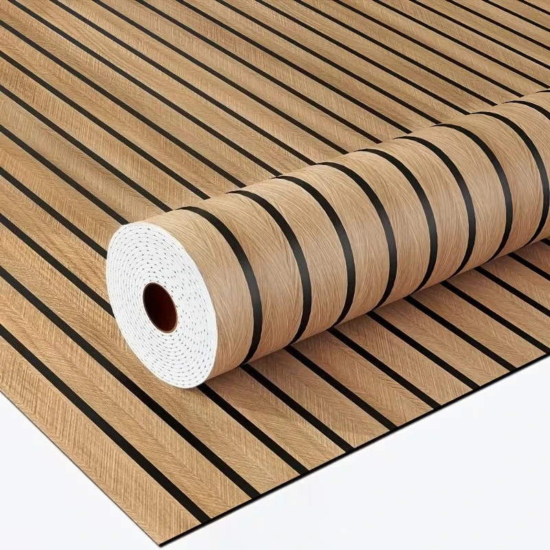 Self Adhesive Wood Grain Wall Stickers Imitating Wood Grain Vertical Strips Self-adhesive Wall Stickers for Room Decoration Wall